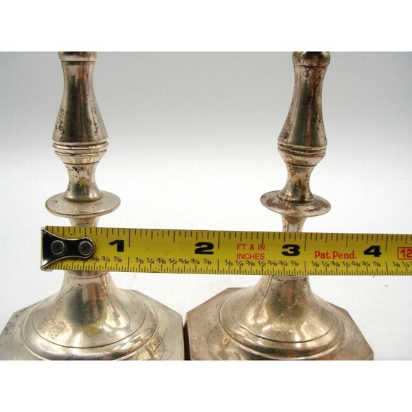 Lot of 2 Octagonal Candle Stick Holders Made in India Stamped 7"H Silver Plated - Picture 11 of 12
